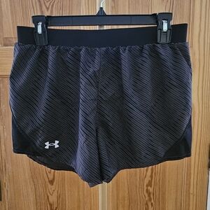 Under Armour Blk & Grey Lined Heat Gear Running Shorts Size Med